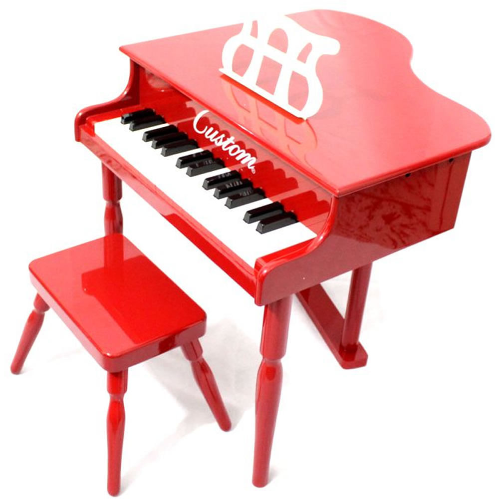 Piano Clássico de Madeira Infantil com 30 Teclas, Banco e Tampa de Piano, 3  Anos ou Mais, Goplus, Vermelho - Dular