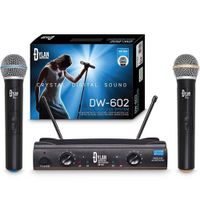 Microfone Dylan Dw-602 Sem Fio Uhf Duplo