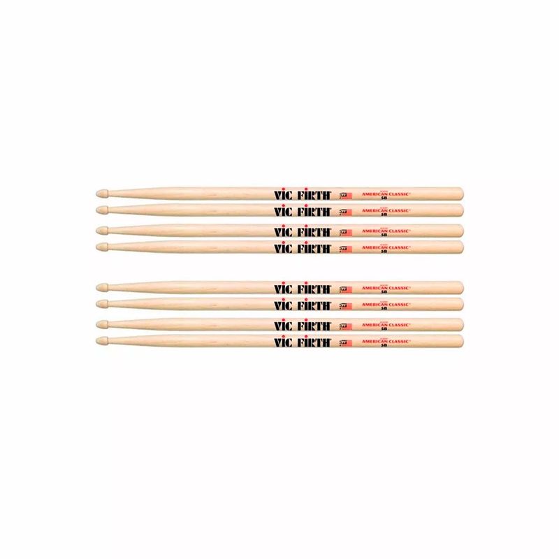 Kit-De-4-Pares-Baqueta-Vic-Firth-5b-American-Classic-Madeira