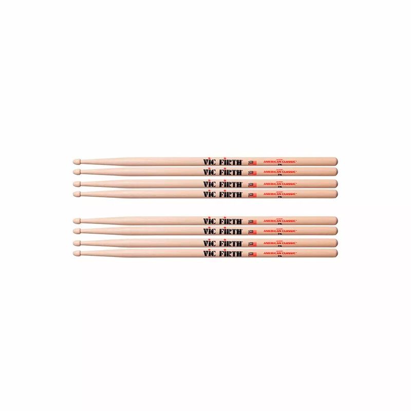Kit-De-4-Pares-Baqueta-Vic-Firth-7a-Amarican-Classic-Madeira