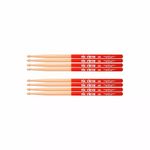 Kit-De-4-Pares-Baqueta-Vic-Firth-5b-Vic-Grip-Ponta-Madeira