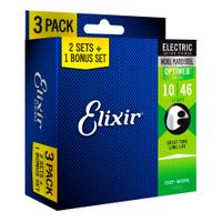 Encordoamento Para Guitarra Elixir 010 Light Optiweb Pack Leve 3 Pague 2