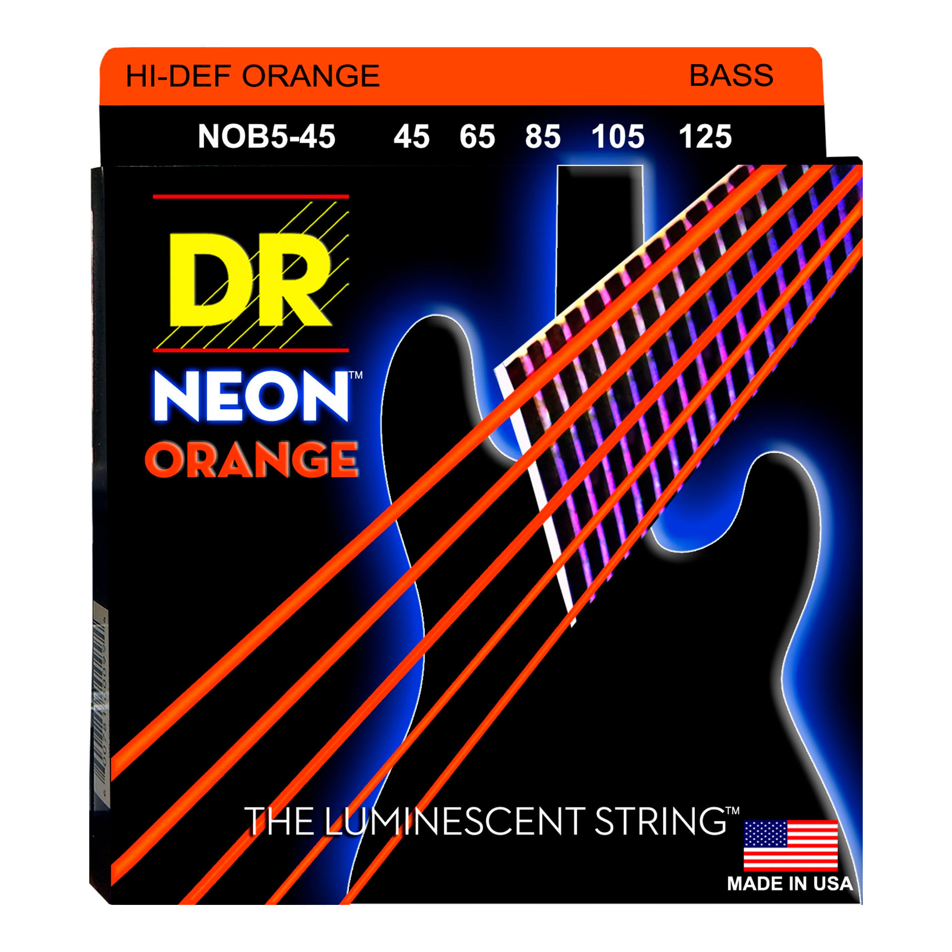 送料無料AS-9音色Alnico5:N6.5/M6.5[RWRP]/B7.5k ENCORDOAMENTO PARA BAIXO DR NOB5-45 NEON ORANGE 5 CORDAS
