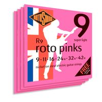 Kit Com 4 Encordoamento Guitarra Rotosound R9