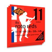 Kit Com 3 Encordoamento Para Guitarra Rotosound R11 Roto Reds