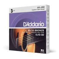 Kit 3 Jogos De Cordas  Violão Aço Daddario Ej13-3D