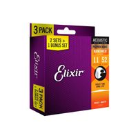 Kit 3 Jogos De Corda Para  Violão Aço Elixir 011 Light Phosphor Bronze Pack Leve3 Pague 2