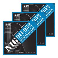 Kit 3 Encordoamentos Violão NIG N-430 .011/52 Aço