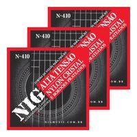 Kit 3 Encordoamentos Violão NIG N-410 Nylon Alta Tensão