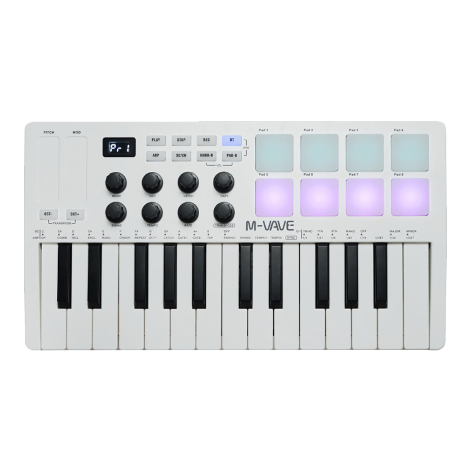 Teclado Controlador M-Vave SMK-25 Branco 25 Teclas
